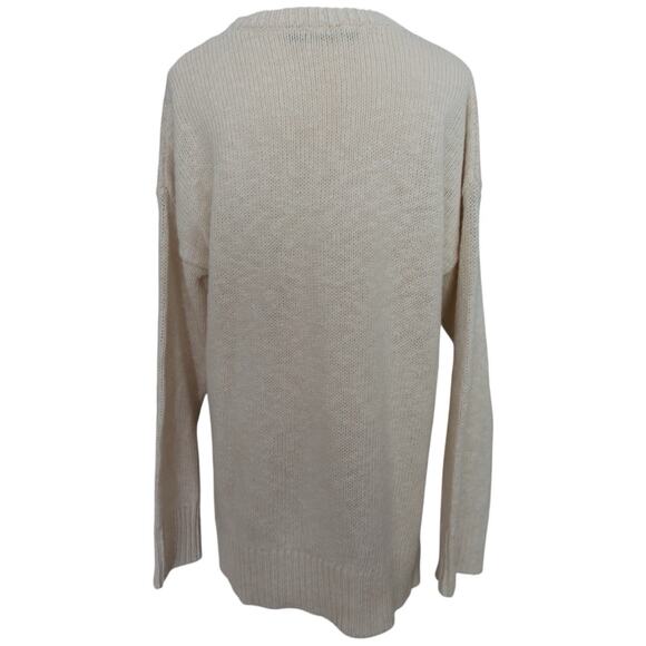 Jenni Kayne Cotton Linen Blend Crewneck Boyfriend Sweater In Ivory Size S - Picture 11 of 13